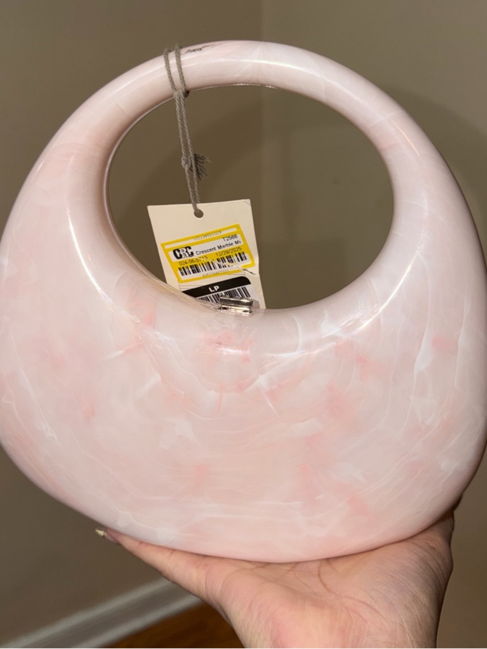 a new day Pale Pink Marble Crescent Handbag